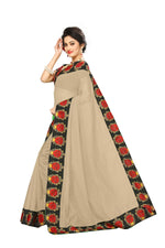 Chanderi Cotton Kalamkari  Bordered Cream Saree With Kalamkari Blouse