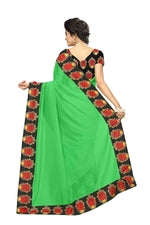 Chanderi Cotton Kalamkari  Bordered Green Saree With Kalamkari Blouse