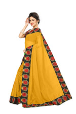 Chanderi Cotton Kalamkari  Bordered Yellow Saree With Kalamkari Blouse