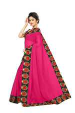 Chanderi Cotton Kalamkari  Bordered Pink Saree With Kalamkari Blouse