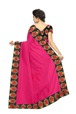 Chanderi Cotton Kalamkari  Bordered Pink Saree With Kalamkari Blouse