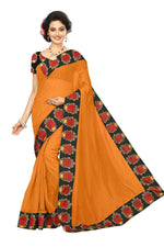 Chanderi Cotton Kalamkari  Bordered  Masturd  Saree With Kalamkari Blouse