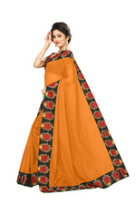 Chanderi Cotton Kalamkari  Bordered  Masturd  Saree With Kalamkari Blouse