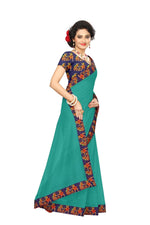 Chanderi Cotton Kalamkari  Bordered Saree With Kalamkari Blouse