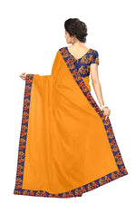 Chanderi Cotton Kalamkari  Bordered Yellow  Saree With Kalamkari Blouse