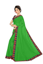 Chanderi Cotton Kalamkari  Bordered Green  Saree With Kalamkari Blouse