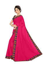 Chanderi Cotton Kalamkari  Bordered Pink Saree With Kalamkari Blouse