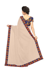 Chanderi Cotton Kalamkari  Bordered Cream Saree With Kalamkari Blouse