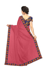 Chanderi Cotton Kalamkari  Bordered Peach Saree With Kalamkari Blouse
