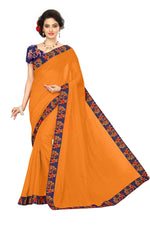 Chanderi Cotton Kalamkari  Bordered Yellow Saree With Kalamkari Blouse