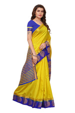 Women's Tusser Silk Kanjivaram Yellow Saree With Blouse