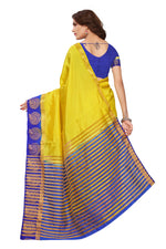 Women's Tusser Silk Kanjivaram Yellow Saree With Blouse