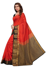 Women's Tusser Silk Kanjivaram Red Saree With Blouse