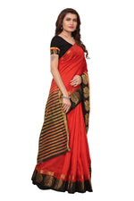 Women's Tusser Silk Kanjivaram Red Saree With Blouse
