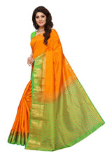 Women's Tusser Silk Kanjivaram Yellow Saree With Blouse