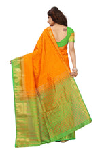 Women's Tusser Silk Kanjivaram Yellow Saree With Blouse