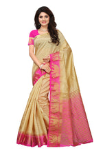 Women's Tusser Silk Kanjivaram Gold Saree With Blouse