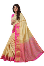 Women's Tusser Silk Kanjivaram Gold Saree With Blouse