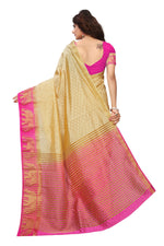 Women's Tusser Silk Kanjivaram Gold Saree With Blouse