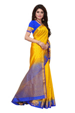 Women's Tusser Silk Kanjivaram Yellow Saree With Blouse