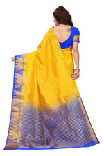 Women's Tusser Silk Kanjivaram Yellow Saree With Blouse