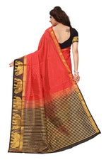 Women's Tusser Silk Kanjivaram Red Saree With Blouse