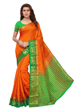 Women's Tusser Silk Kanjivaram Saree With Blouse