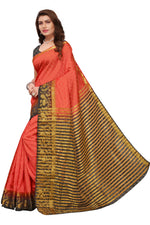 Women's Tusser Silk Kanjivaram Red Saree With Blouse