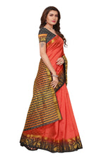 Women's Tusser Silk Kanjivaram Red Saree With Blouse