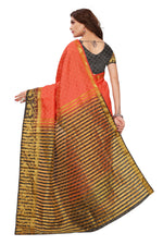 Women's Tusser Silk Kanjivaram Red Saree With Blouse