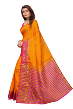 Women's Tusser Silk Kanjivaram Yellow Saree With Blouse