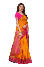 Women's Tusser Silk Kanjivaram Yellow Saree With Blouse