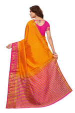 Women's Tusser Silk Kanjivaram Yellow Saree With Blouse