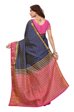 Women's Tusser Silk Kanjivaram Nevy Blue Saree With Blouse