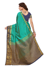 Women's Tusser Silk Kanjivaram Green Saree With Blouse