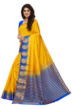 Women's Tusser Silk Kanjivaram Yellow Saree With Blouse