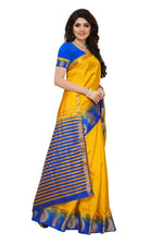 Women's Tusser Silk Kanjivaram Yellow Saree With Blouse