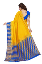 Women's Tusser Silk Kanjivaram Yellow Saree With Blouse