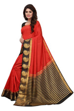 Women's Tusser Silk Kanjivaram Red Saree With Blouse