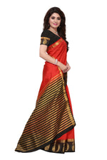 Women's Tusser Silk Kanjivaram Red Saree With Blouse