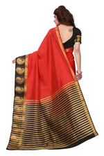 Women's Tusser Silk Kanjivaram Red Saree With Blouse
