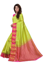 Women's Tusser Silk Kanjivaram Green Saree With Blouse