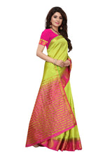 Women's Tusser Silk Kanjivaram Green Saree With Blouse