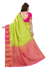 Women's Tusser Silk Kanjivaram Green Saree With Blouse