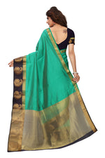Women's Tusser Silk Kanjivaram Green Saree With Blouse