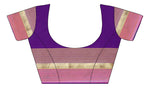 Womens Purple Color Cotton Silk Saree With Plain With Jari Border Work