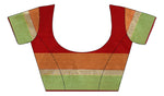Womens Red Color Cotton Silk Saree With Plain With Jari Border Work