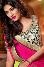 Womens Green-Pink Color Net Lehanga Lehanga Choli