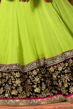 Womens Green-Pink Color Net Lehanga Lehanga Choli