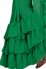 Womens Green Color Georgette Saree With Plain Work